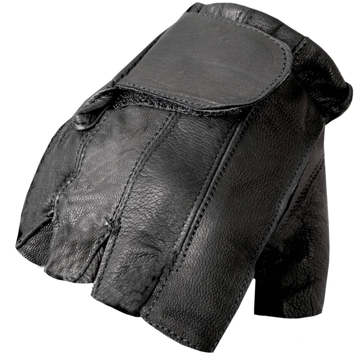 Efficient Hot Leathers GVM1011 Premium Leather Unlined Fingerless Gloves with Padded Gel Palm Secure