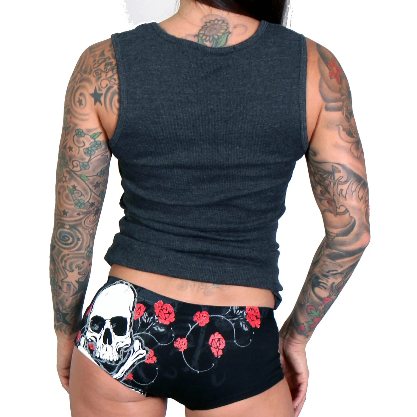Selected Hot Leathers PTB7007 Red Roses Boy Shorts Safe