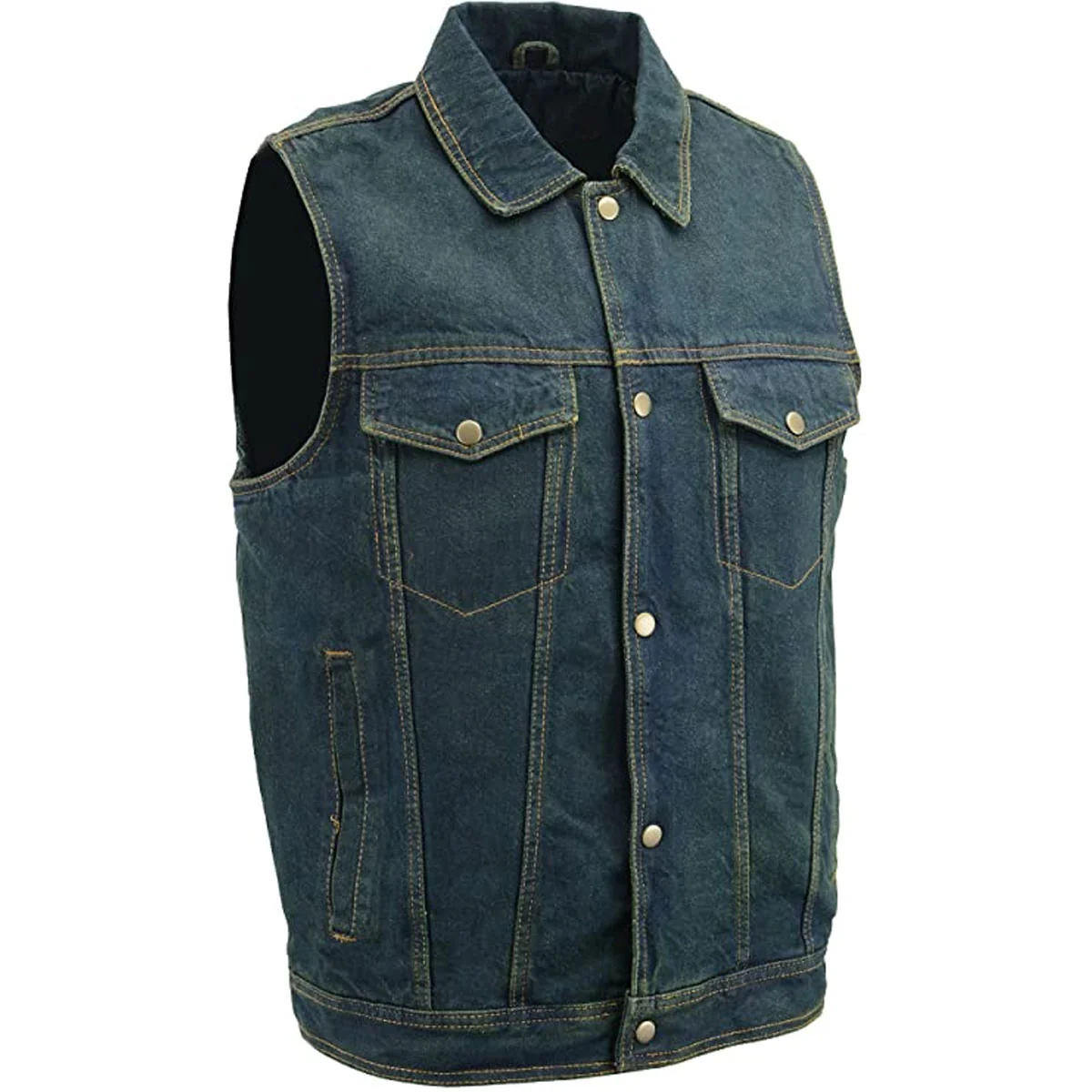 Eco-Friendly M-Boss Motorcycle Apparel BOS13006 Men s Classic Blue Denim Biker Vest Top-Quality