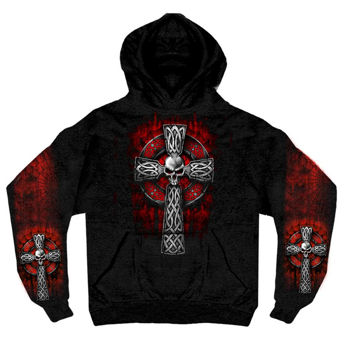 Effective Hot Leathers GMS4022 Men s Celtic Cross Pocket Black Hoodie Carefully Designed