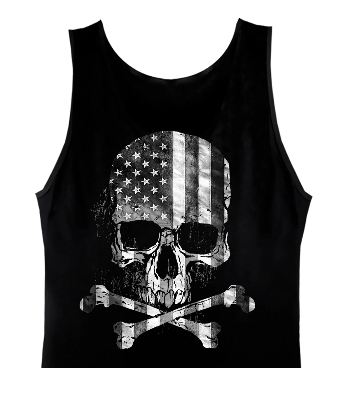 Stylish Hot Leathers GMT3429 Men s Flag Skull Black Tank Top Shirt Smooth