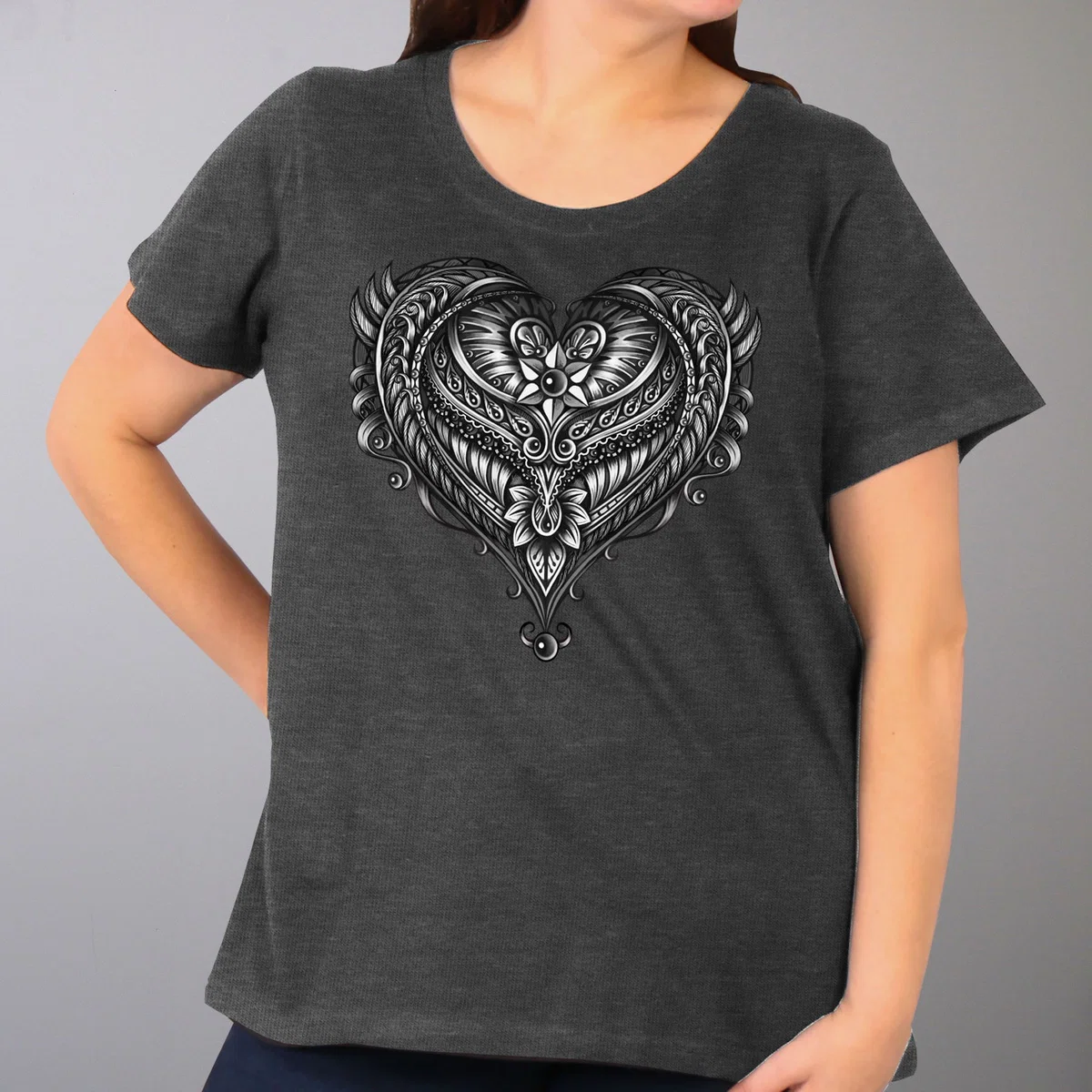 Elite Hot Leathers GLD1507 Ornate Angel Wings Curvy Ladies T-Shirt Efficient