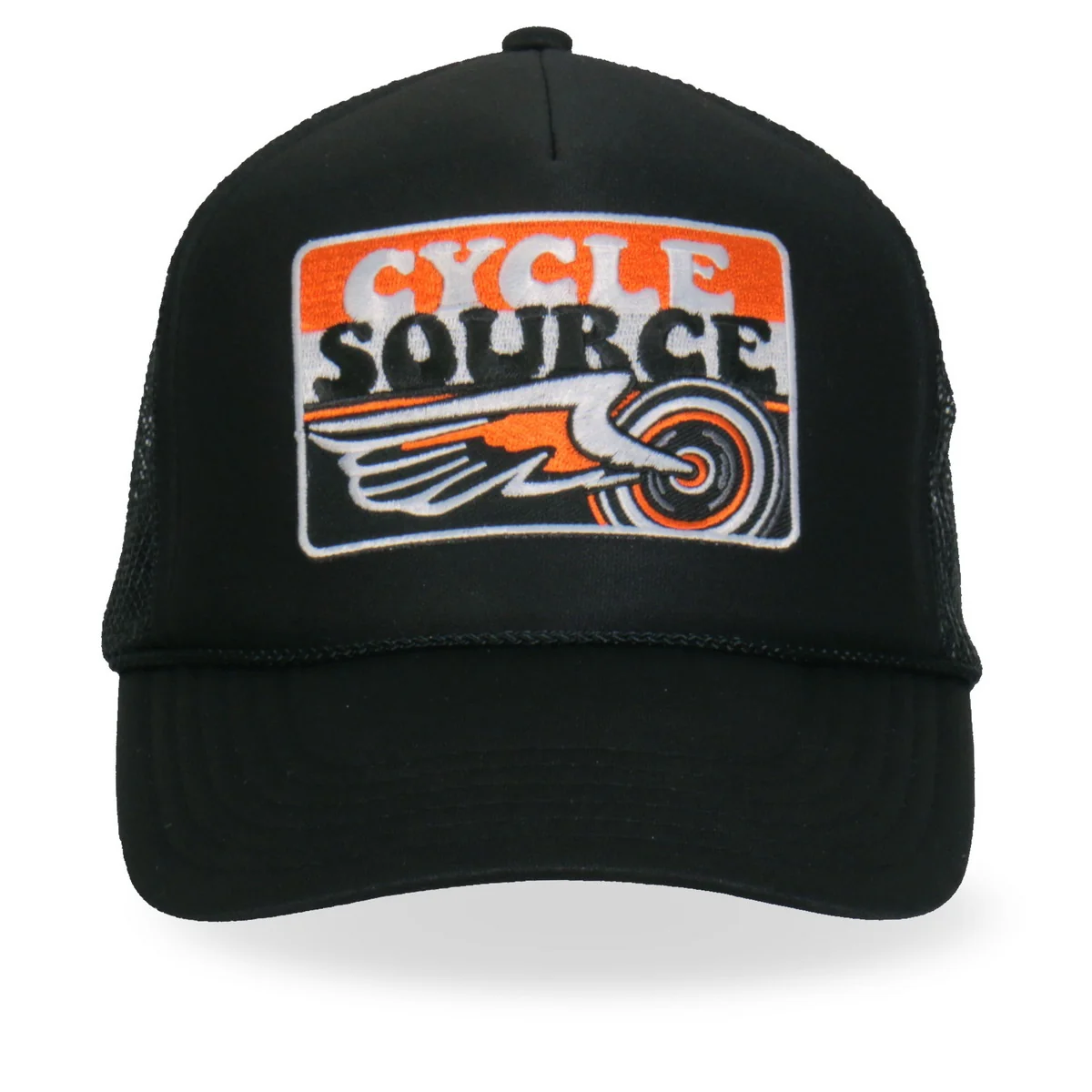Organic Hot Leathers CYA1003 Cycle Source Stripes Retro Wing Wheel Logo Snapback Trucker Hat Excellent