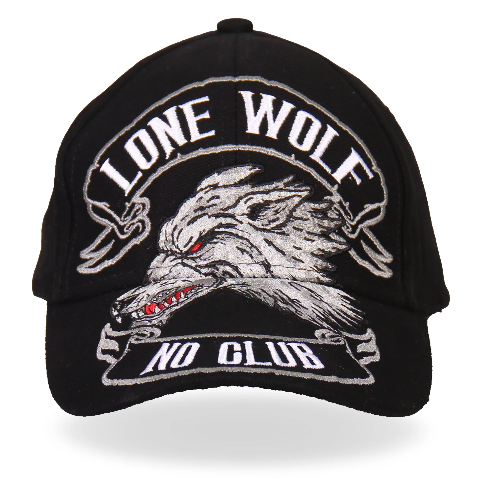 Solid Hot Leathers BCA1030 Lone Wolf No Club Ball Cap Trendy