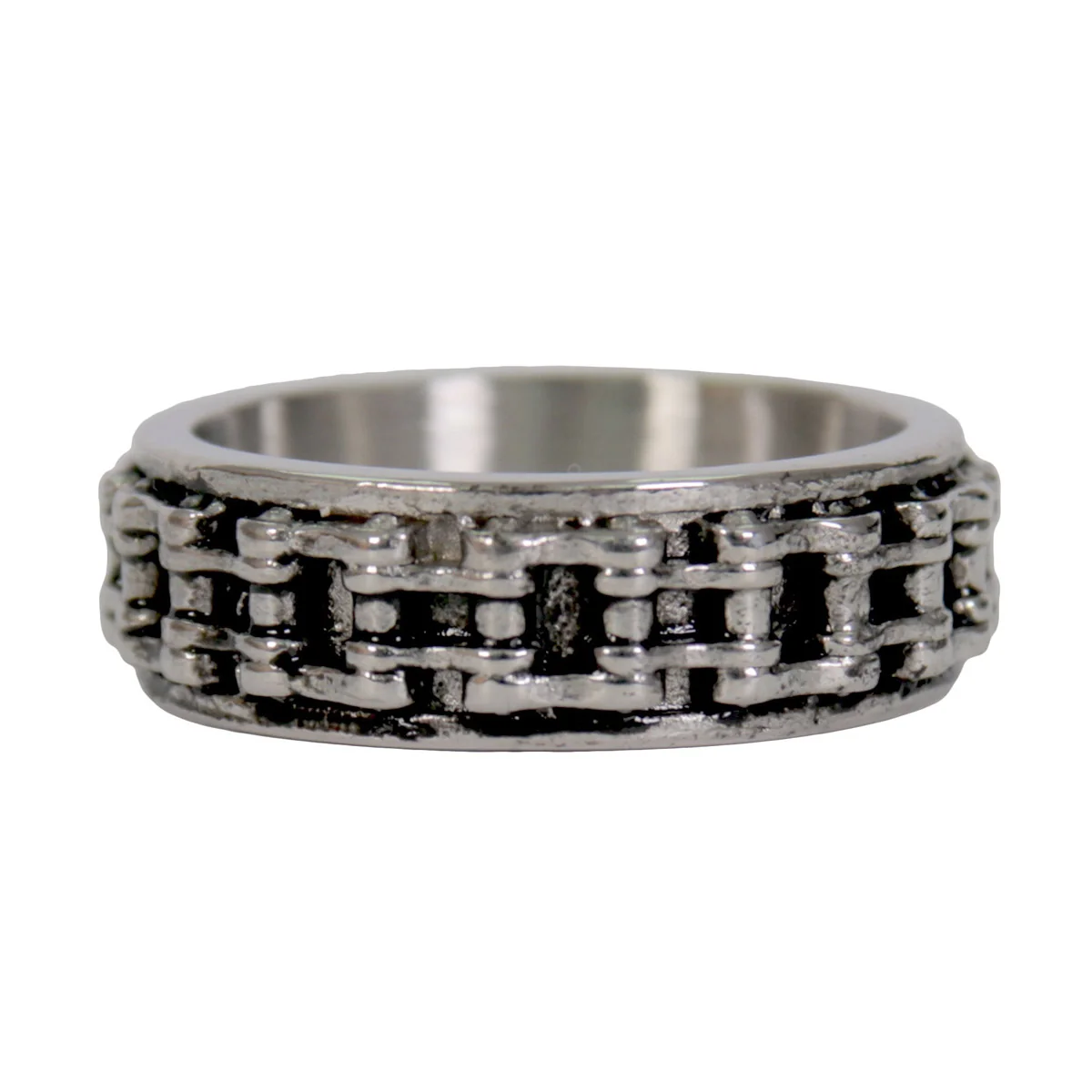 Verified Hot Leathers JWR2140 Men’s Silver ‘Bike Chain’ Stainless Steel Ring Prestigious