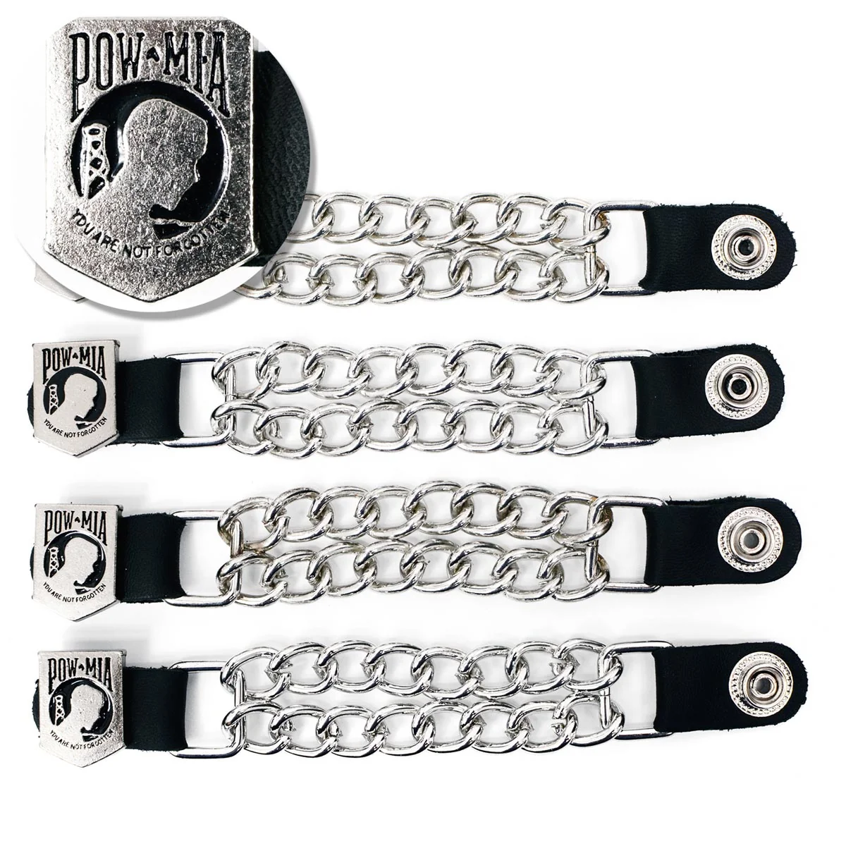 First-Class Milwaukee Leather POW MIA Medallion Vest Extender – Double Chrome Chains Leather 6.5 Extension 4-PCS MLA6017SET Crafted