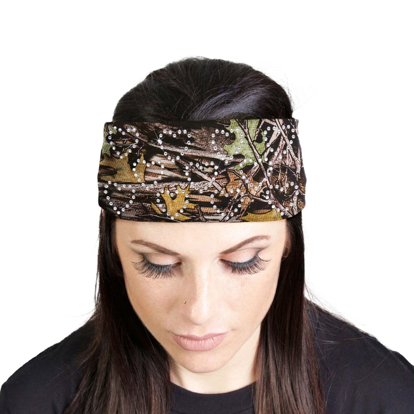 Outstanding Milwaukee Leather Bling Designed Wide Headbands-Headwraps for Women Biker Bandana with Hunter Camo – MLA8027 Pure