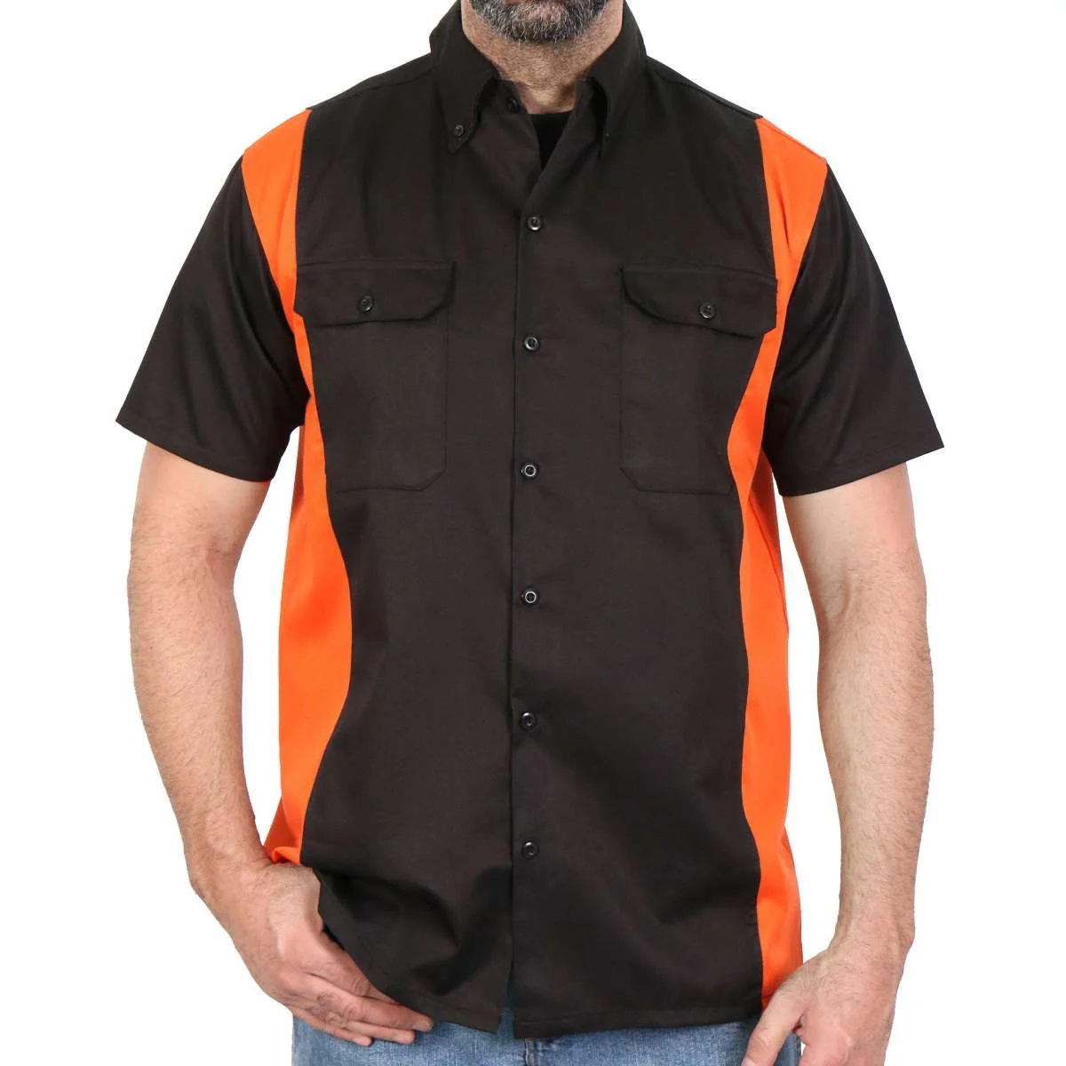 Comfortable Hot Leathers GMM1003 Men’s Mechanics 2-Tone Sides Button Up Heavy-Duty Work Shirt for Classic Mechanic Work Shirt Fine