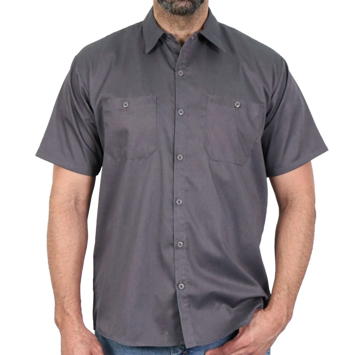 Smart Hot Leathers GMM1010 Men’s Mechanic Charcoal Button Up Heavy-Duty Work Shirt for Classic Mechanic Work Shirt Environmentally Friendly