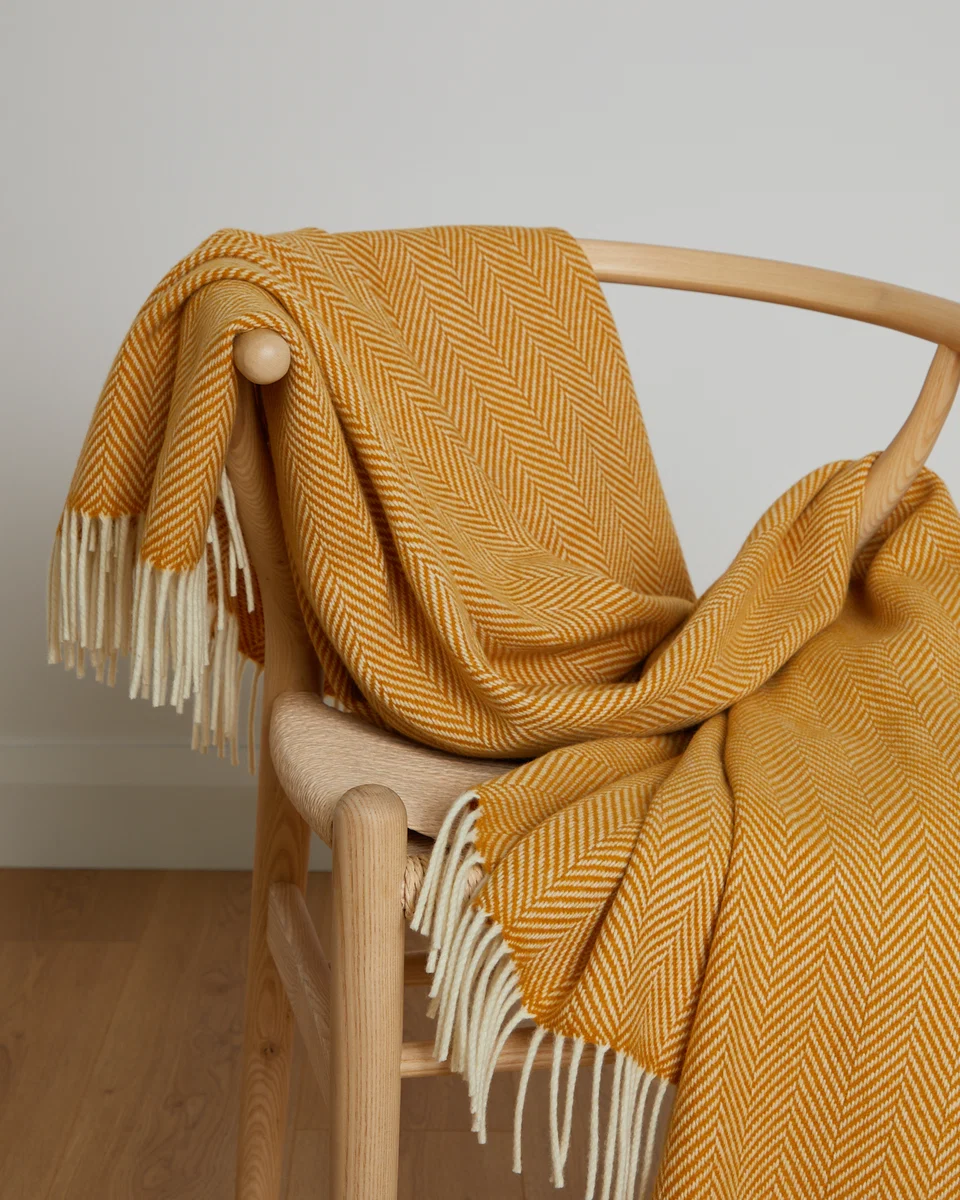 Natural Foxford Innis Cashmere and Lambswool Throw Artisan