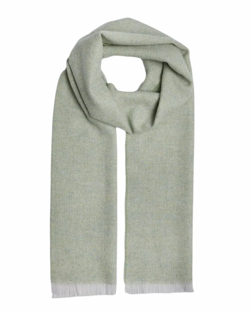 Contemporary Foxford Silver Lime Lambswool Scarf Sustainable