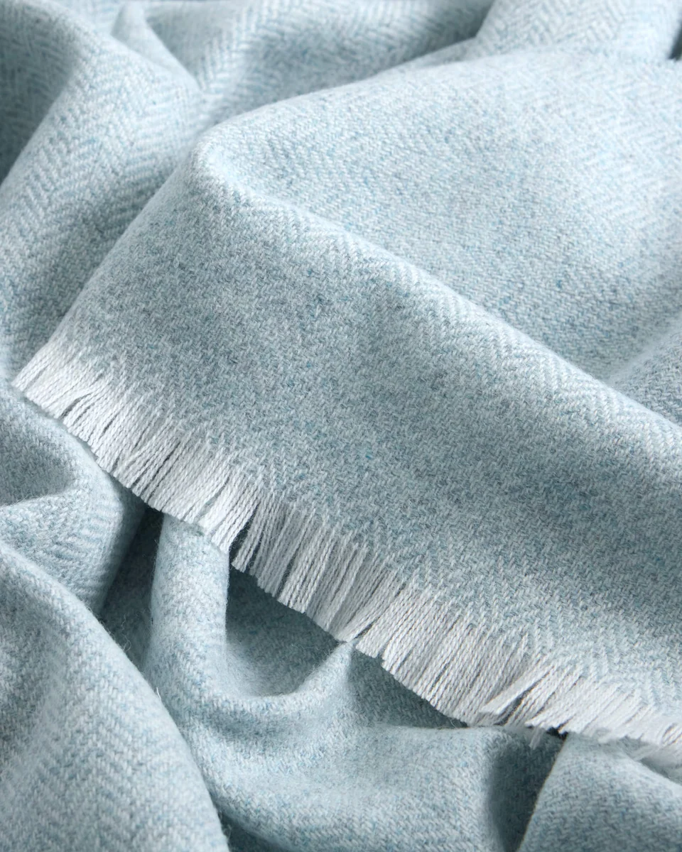 Exclusive Foxford Extra-Large Lambswool Throw- Blue Comfortable