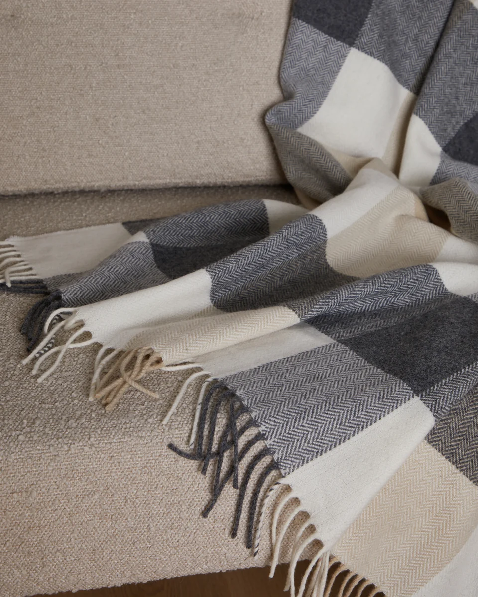 Excellent Foxford Classic Check Lambswool Throw First-Class