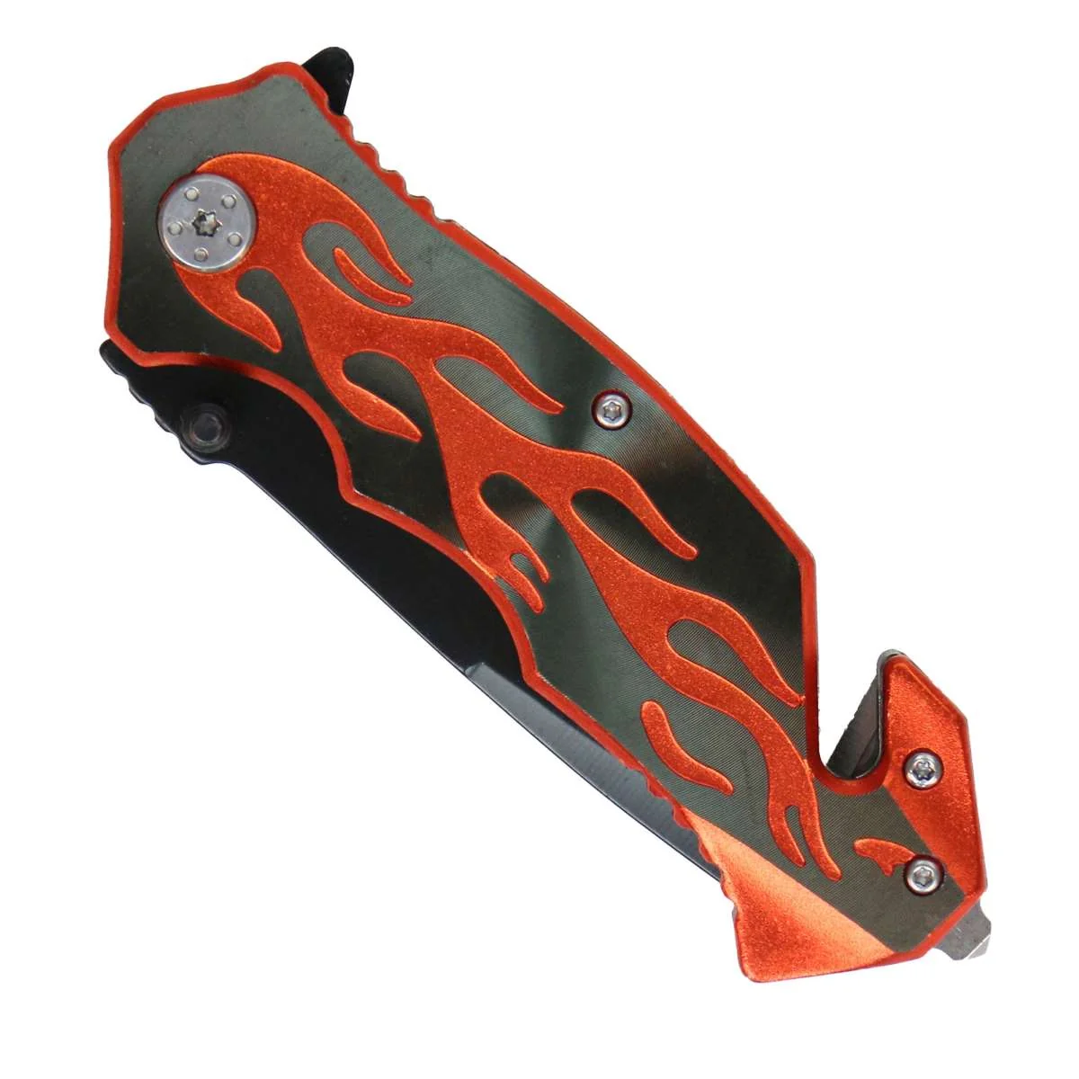 Fine Hot Leathers Black Orange Flame Knife KNA1166 Official