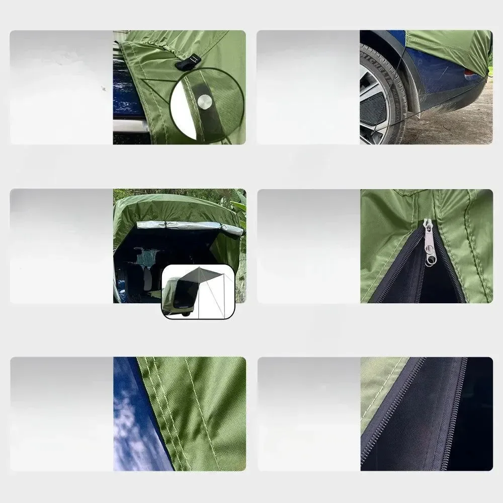 Green Outdoor SUV MPV Car Tail Tent – Multi-Function Roof Extension Camping Shelter High-End