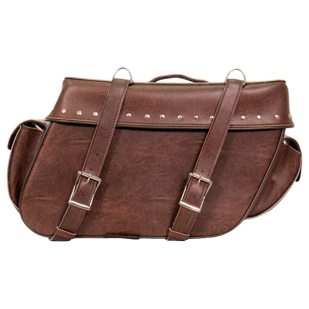 Genuine Hot Leathers SDA1006 Brown Motorcycle Saddlebags Top-Quality