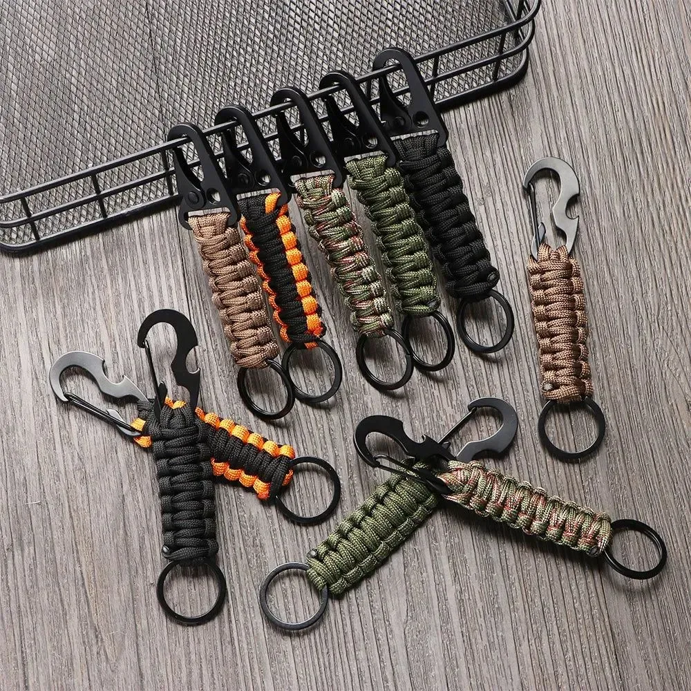 Secure Outdoor Keychain Ring – Multi-Functional Camping Carabiner with Paracord Rope Crafted