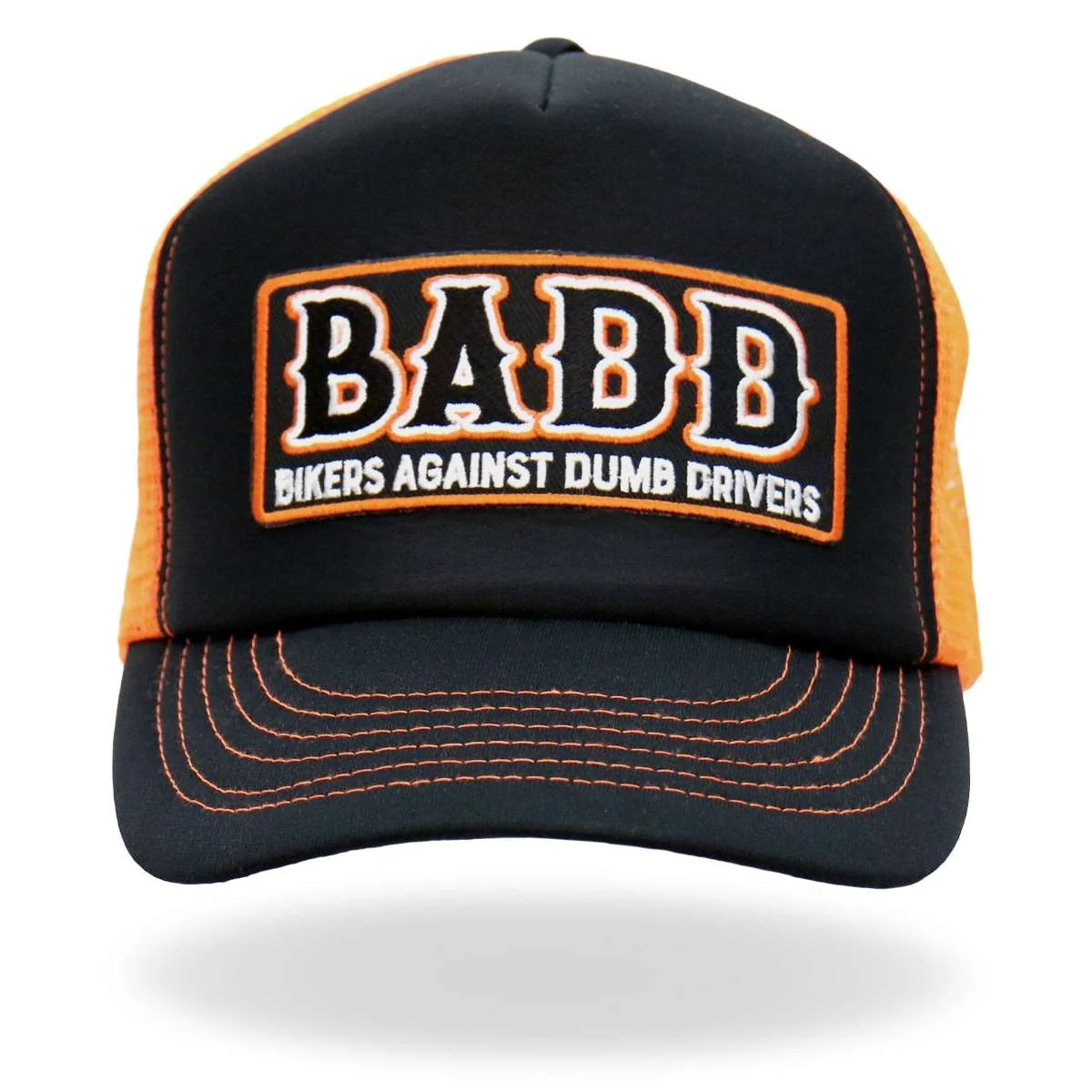 Sophisticated Hot Leathers Orange And Black B.A.D.D. Trucker Hat GSH1051 Advanced