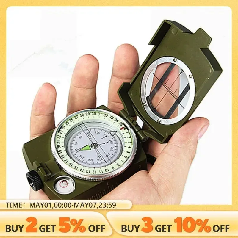 Casual Waterproof Military Lensatic Compass – High Precision Aluminum Compass for Hiking Mountaineering Navigation Smooth