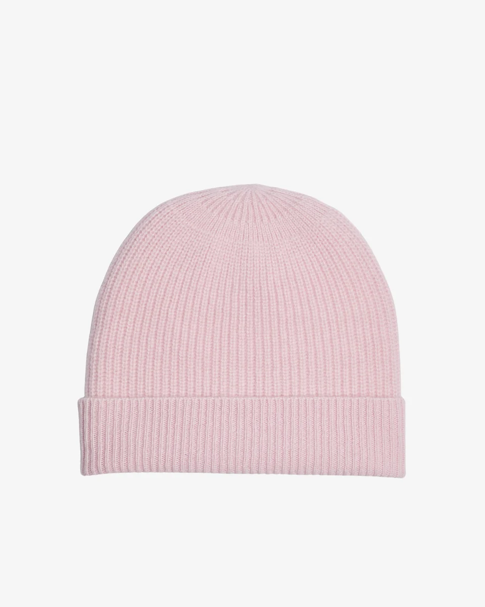 Detailed Foxford Pink Ribbed Cashmere Beanie High-End