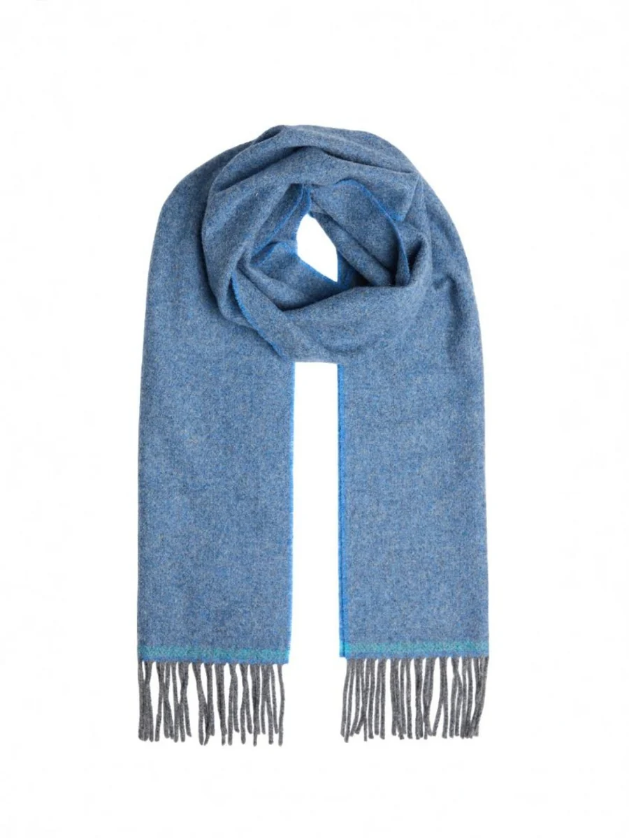 Long-Lasting Foxford Cornish Blue Lambswool Scarf Unique