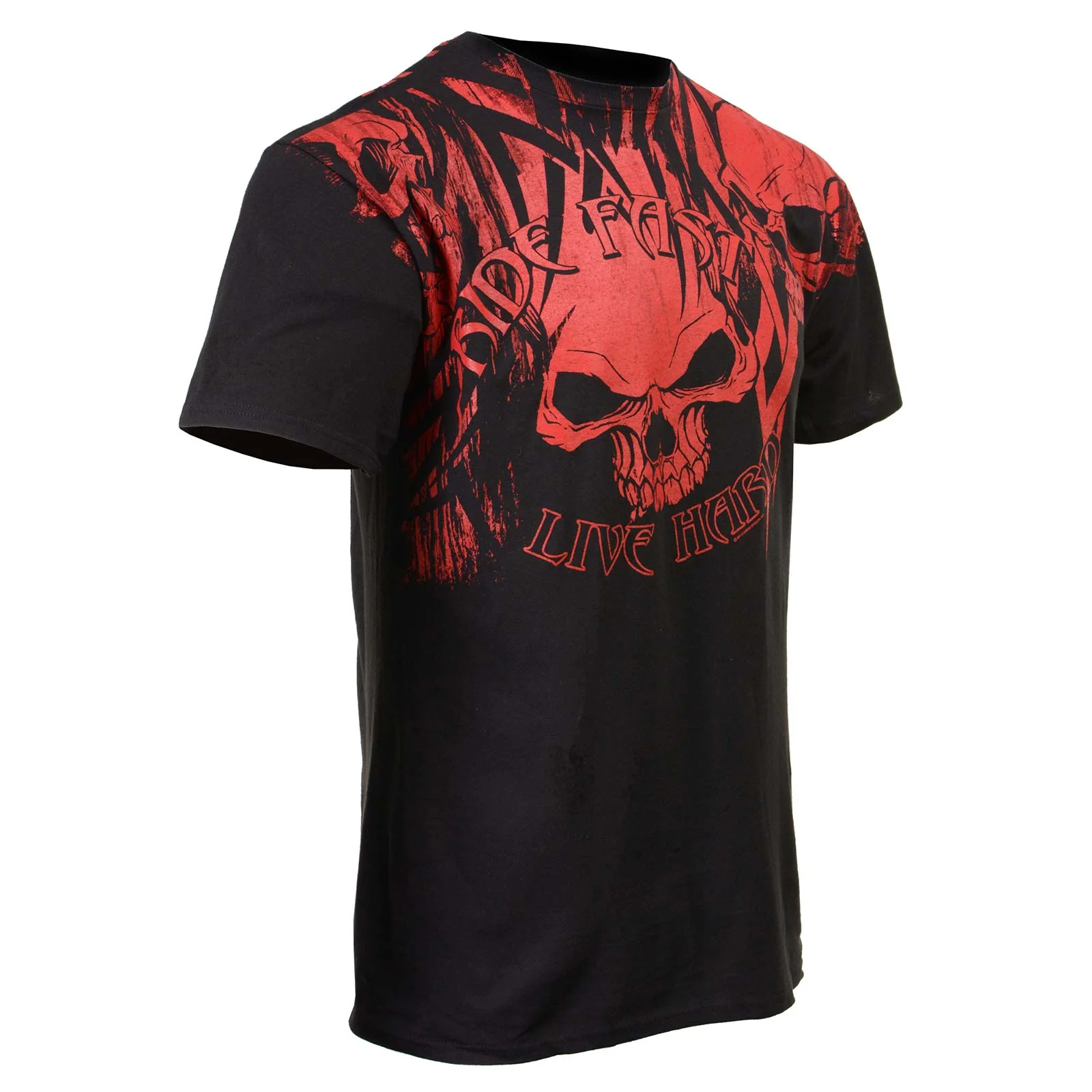 Stylish Milwaukee Leather MPMH116002 ‘Over the Top Ride Fast- Live Hard’ Black T-Shirt Sustainable