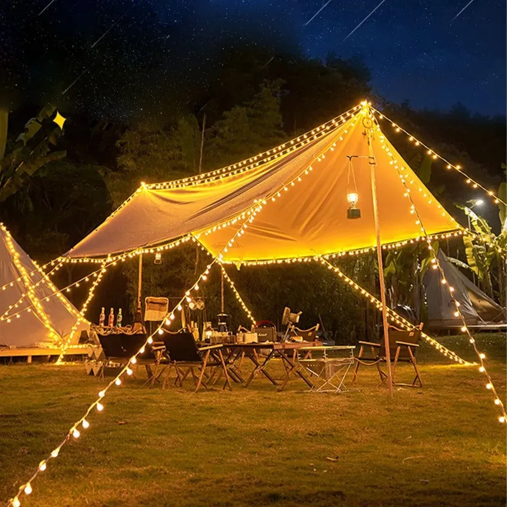 Certified USB Powered Waterproof Crystal Globe String Lights Outdoor Camping Lamp for Tents and Patios Smooth