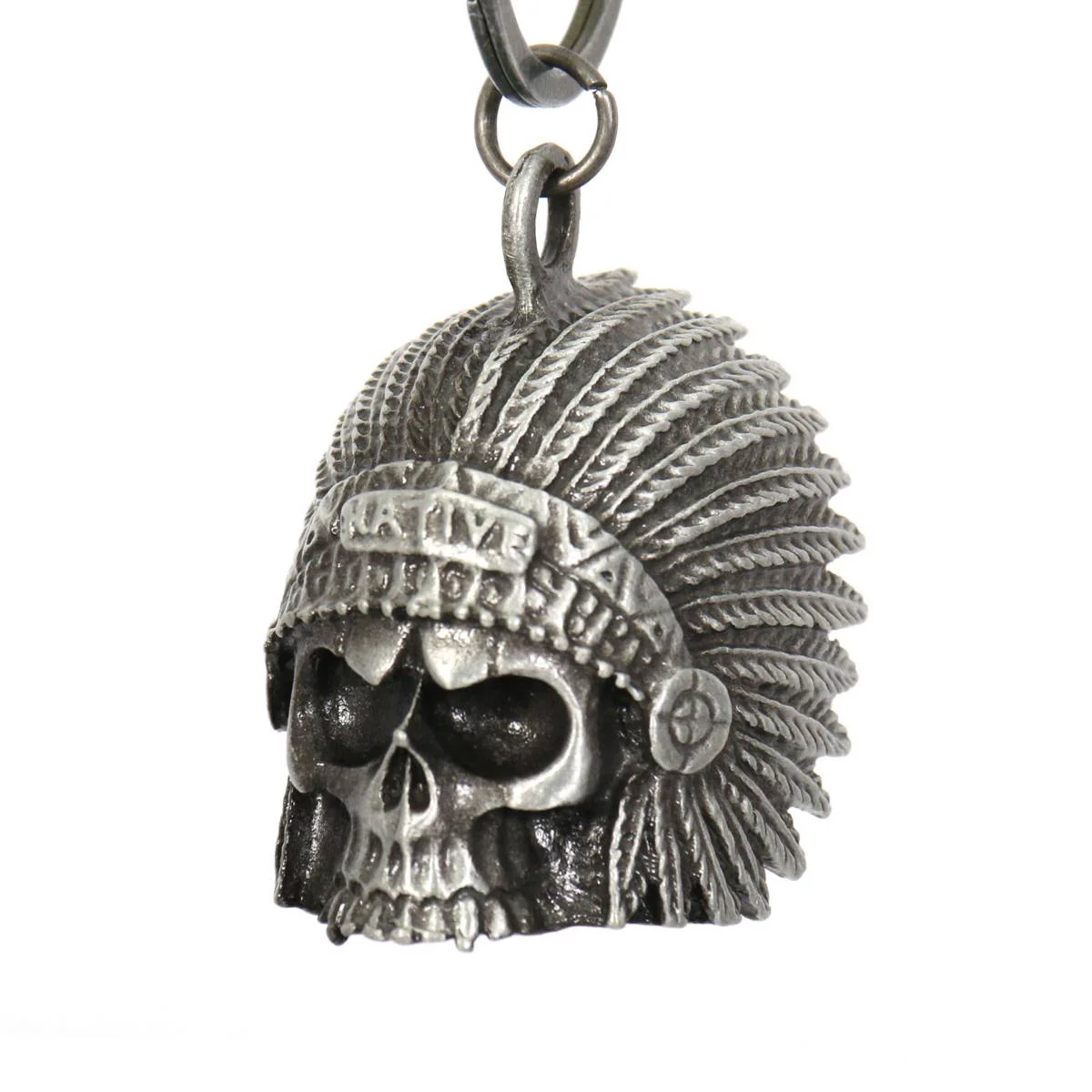 Recyclable Milwaukee Leather MLB9002 ‘Native Skull’ Motorcycle Good Luck Bell Key Chain Accessory for Bikers Safe