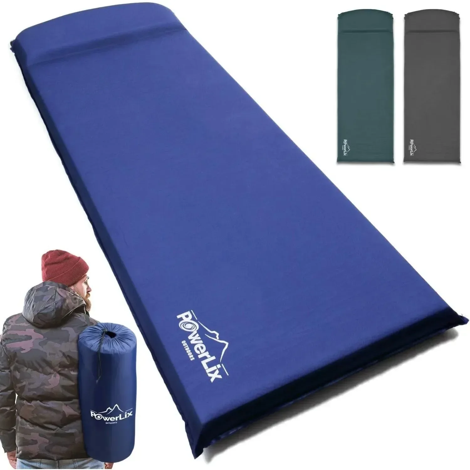Smooth Powerlix Self-Inflating Sleeping Mat – 3-Inch Insulated Foam Pad for Camping and Backpacking Original Design