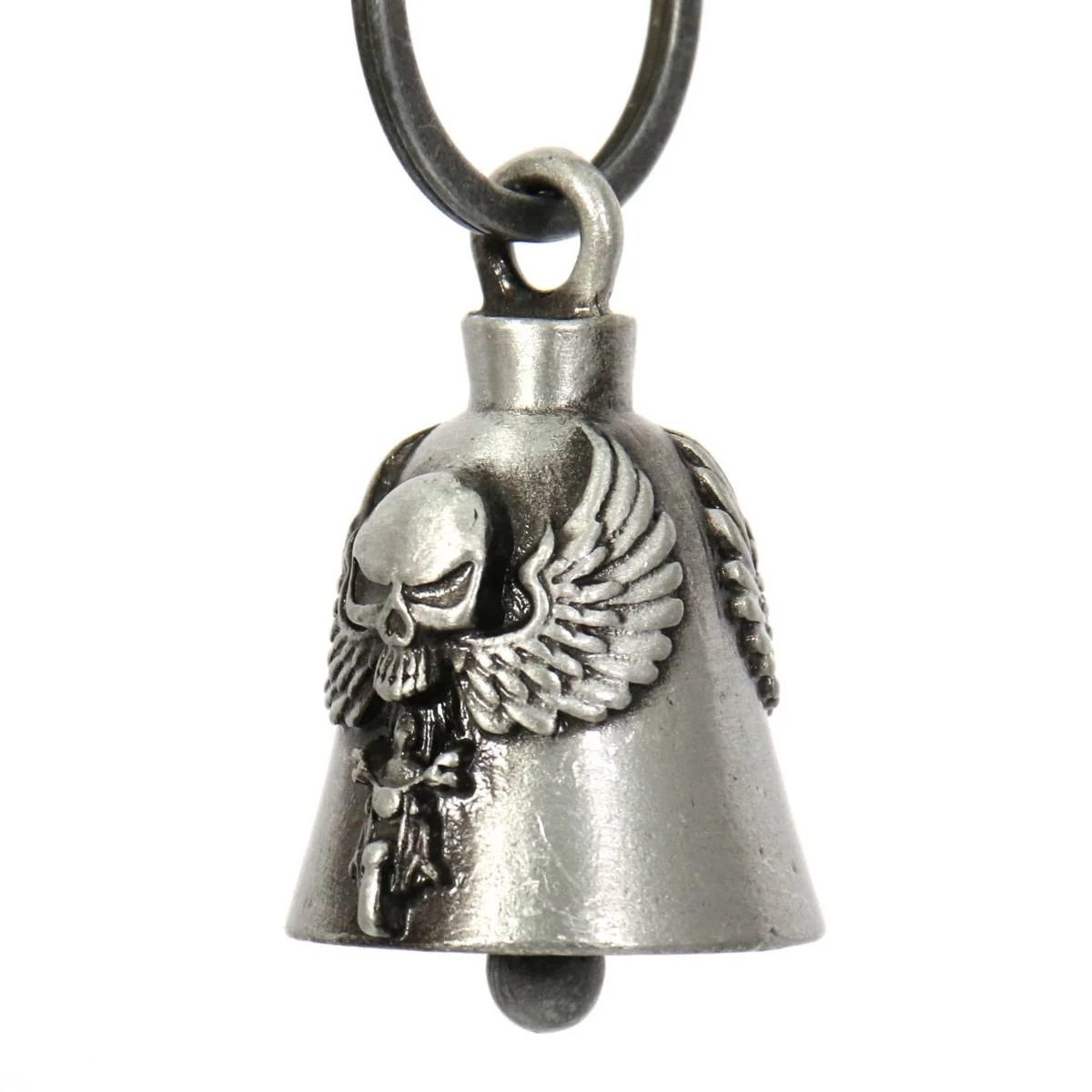 Powerful Milwaukee Leather MLB9013 ‘Angel Skull Biker’ Motorcycle Good Luck Bell Key Chain Accessory for Bikers Unique