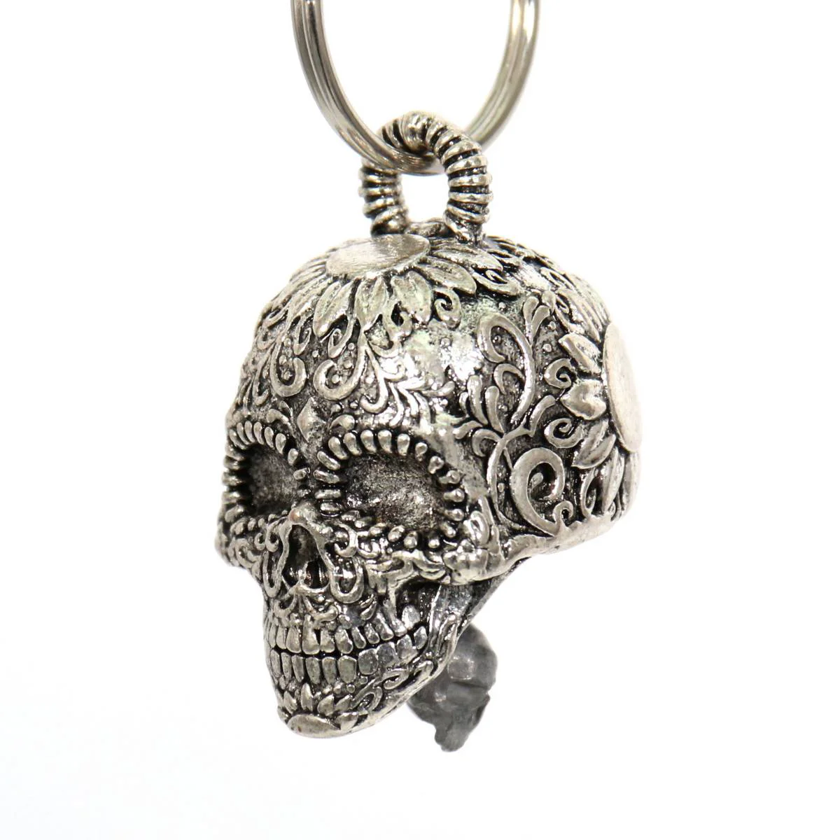 Sustainable Milwaukee Leather MLB9028 ‘Sugar Skull’ Motorcycle Good Luck Bell Key Chain Accessory for Bikers Healthy