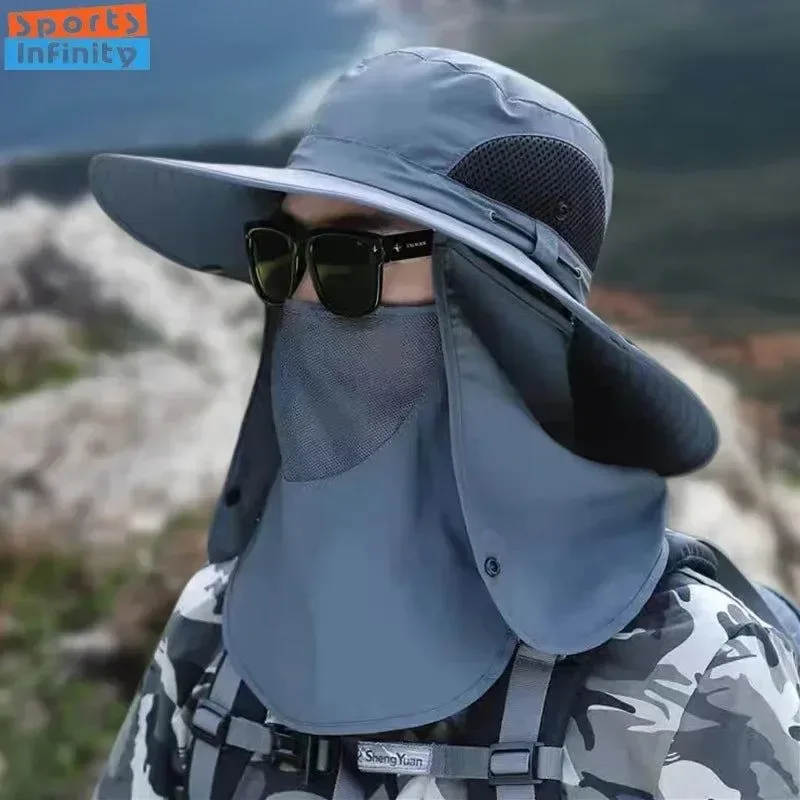 Elite Men’s Sun Protection Hat with Big Eave and Sunscreen Mask for Outdoor Sports Climbing Fishing and Hiking Quality