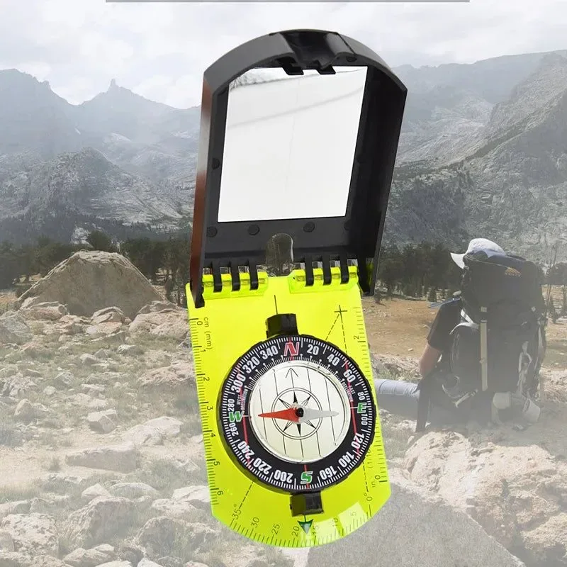 Premium Flip Multifunctional Mirror Compass with Scale Map Ruler – for Outdoor Hiking and Camping Crafted