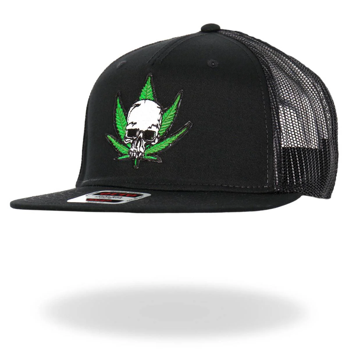 Verified Hot Leathers Pot Leaf Skull Black Snapback Hat GSH2037 Fashionable