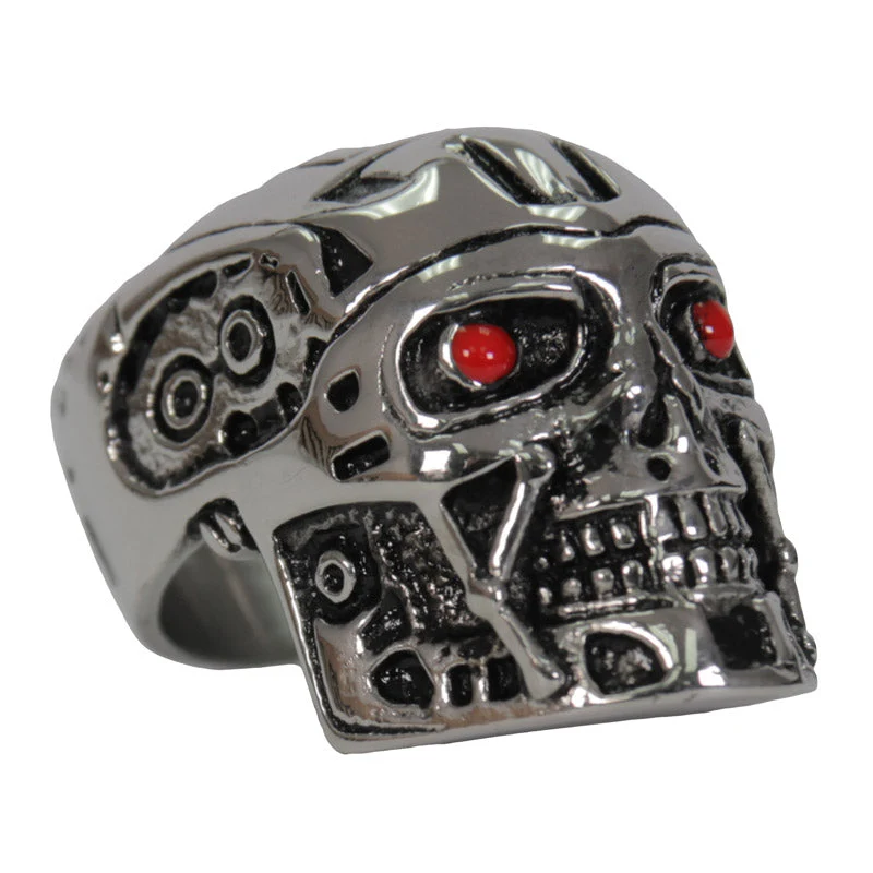 Artisan Hot Leathers Red Eye Terminator Robot Ring Effective