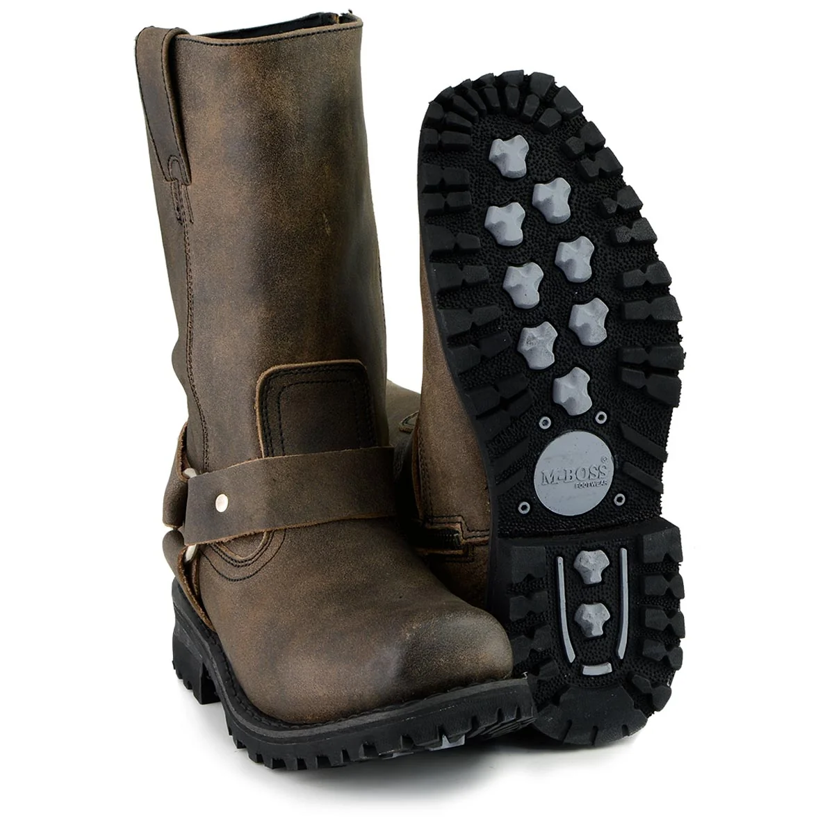 Traditional M Boss Apparel BOS49002 Men s 11-inch Classic Distressed Brown Harness Square Toe Boots High-Performance