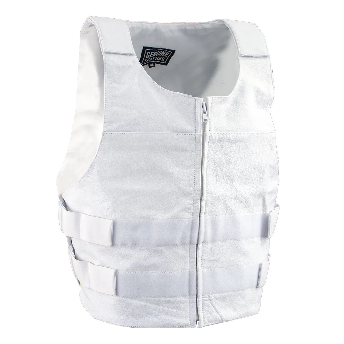 Responsible Leather SH1367ZW Men s ‘Bullet Proof Replica’ White Leather Vest Secure