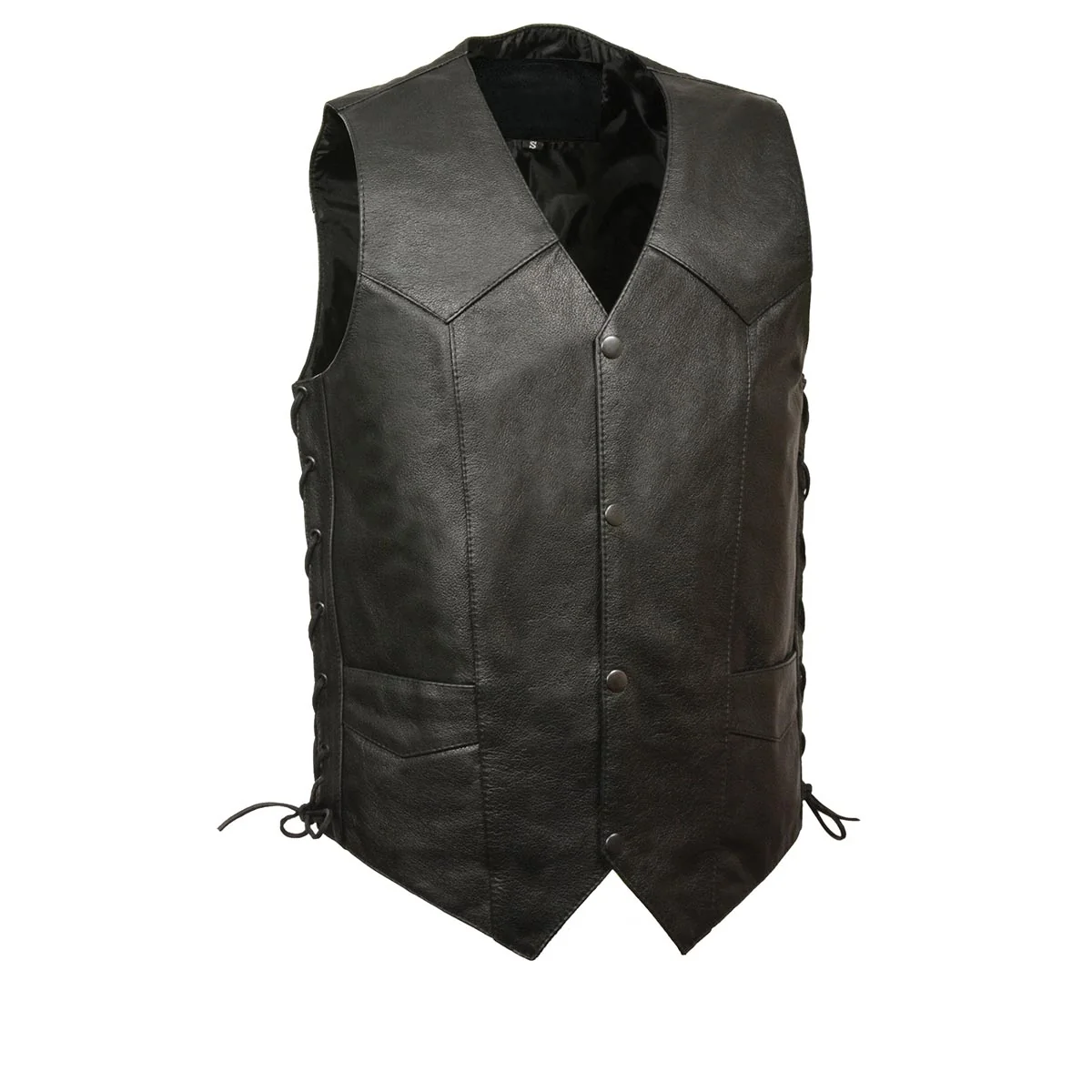 Innovative Men s XS103T Tall Size Classic Black Side Laced Biker Leather Vest Proven