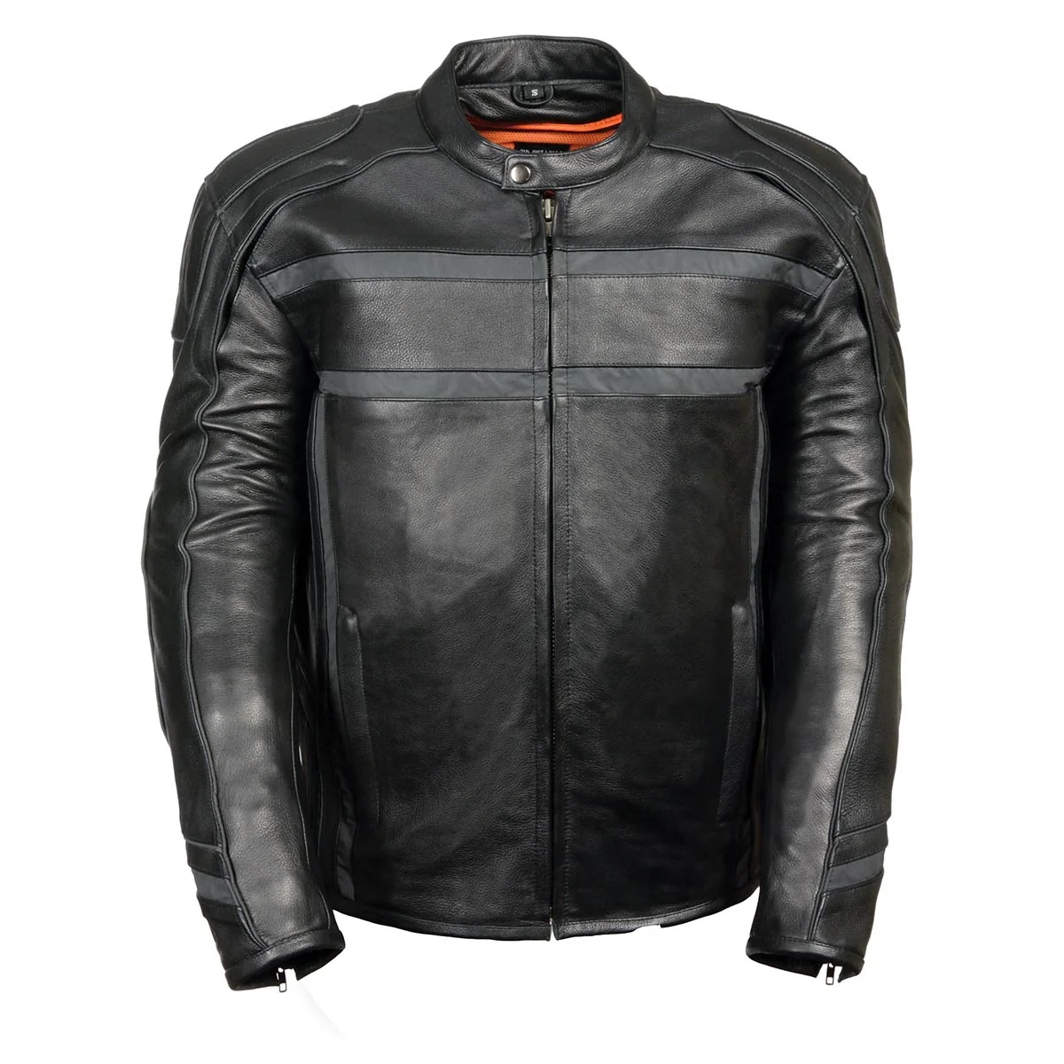 Long-Lasting Z1R2083 Men s 444 Classic Reflective Black Leather Jacket Fine