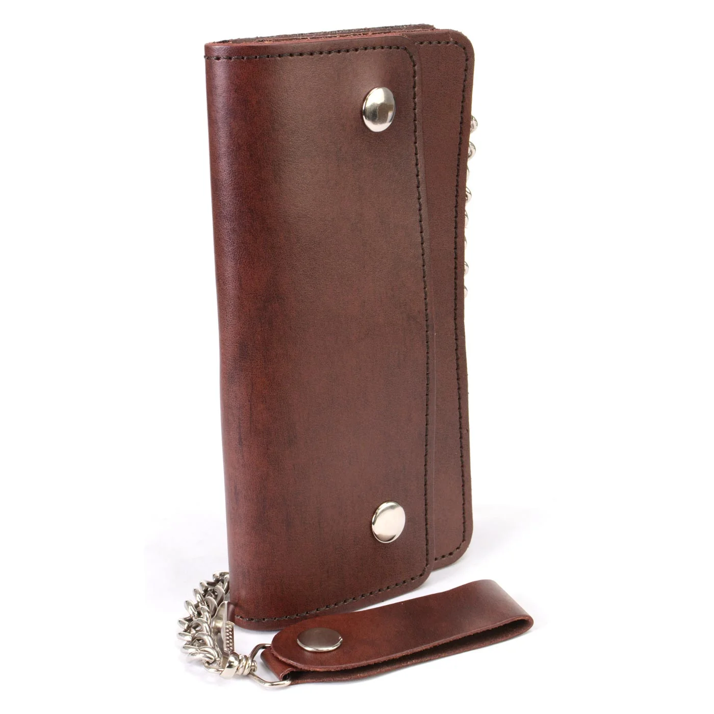 Authentic Milwaukee Leather MLW7816 Men’s 8 Antique Brown Leather Bi-Fold Biker Wallet w Anti-Theft Stainless Steel Chain Fast