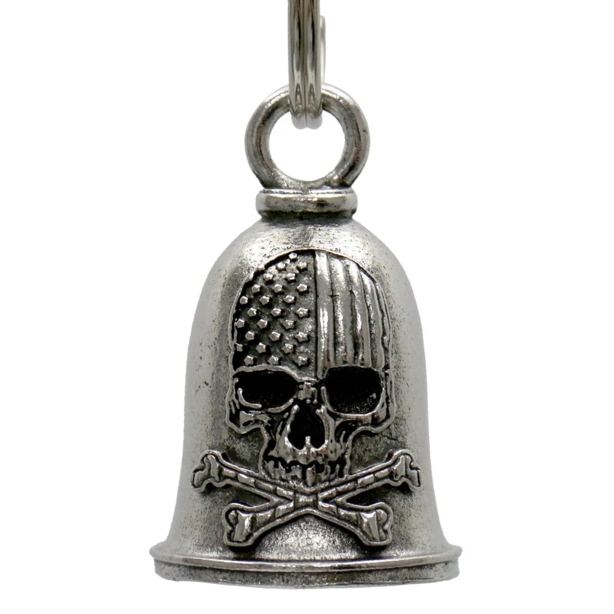 Next-Generation Milwaukee Leather MLB9100 Flag Skull Motorcycle Good Luck Bell w Key Ring-Key Chain Accessory for Bikers Practical