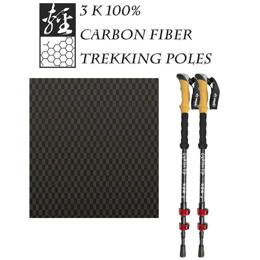 Reusable Carbon Fiber Collapsible Trekking Poles – Lightweight Telescopic Hiking Sticks with Cork Handle Pair Professional