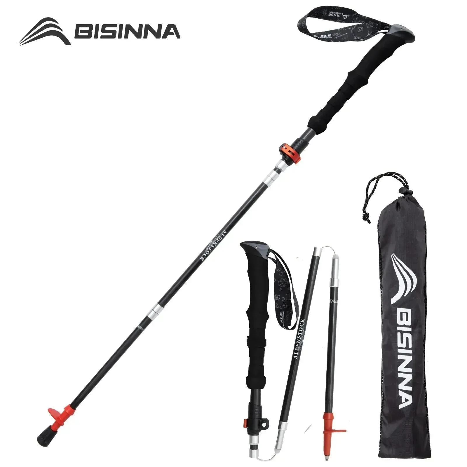 Next-Generation Carbon Fiber Folding Trekking Poles Collapsible Telescopic Sticks for Hiking and Climbing Smart