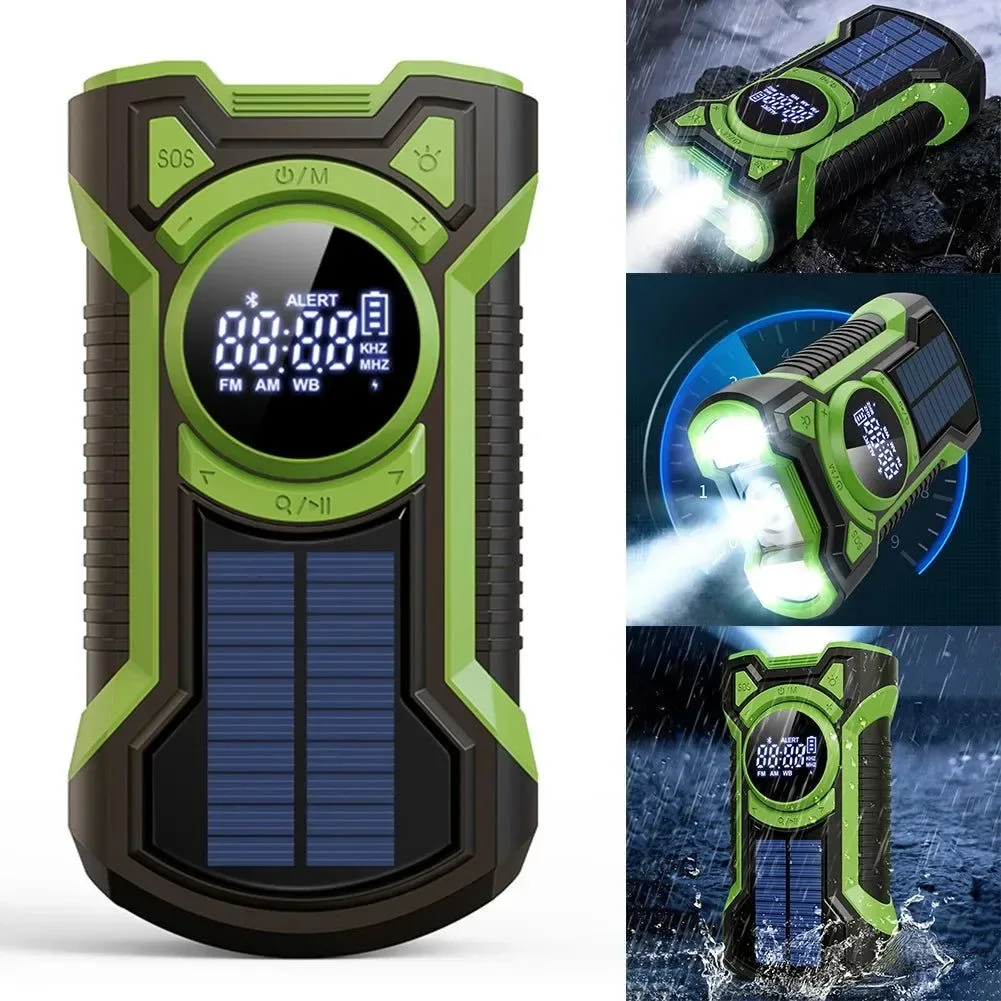 Premium Solar Emergency Weather Radio – Waterproof Hand Crank Portable Radio with 5000mAh Battery Bluetooth 5.3 for Outdoor Camping Detailed