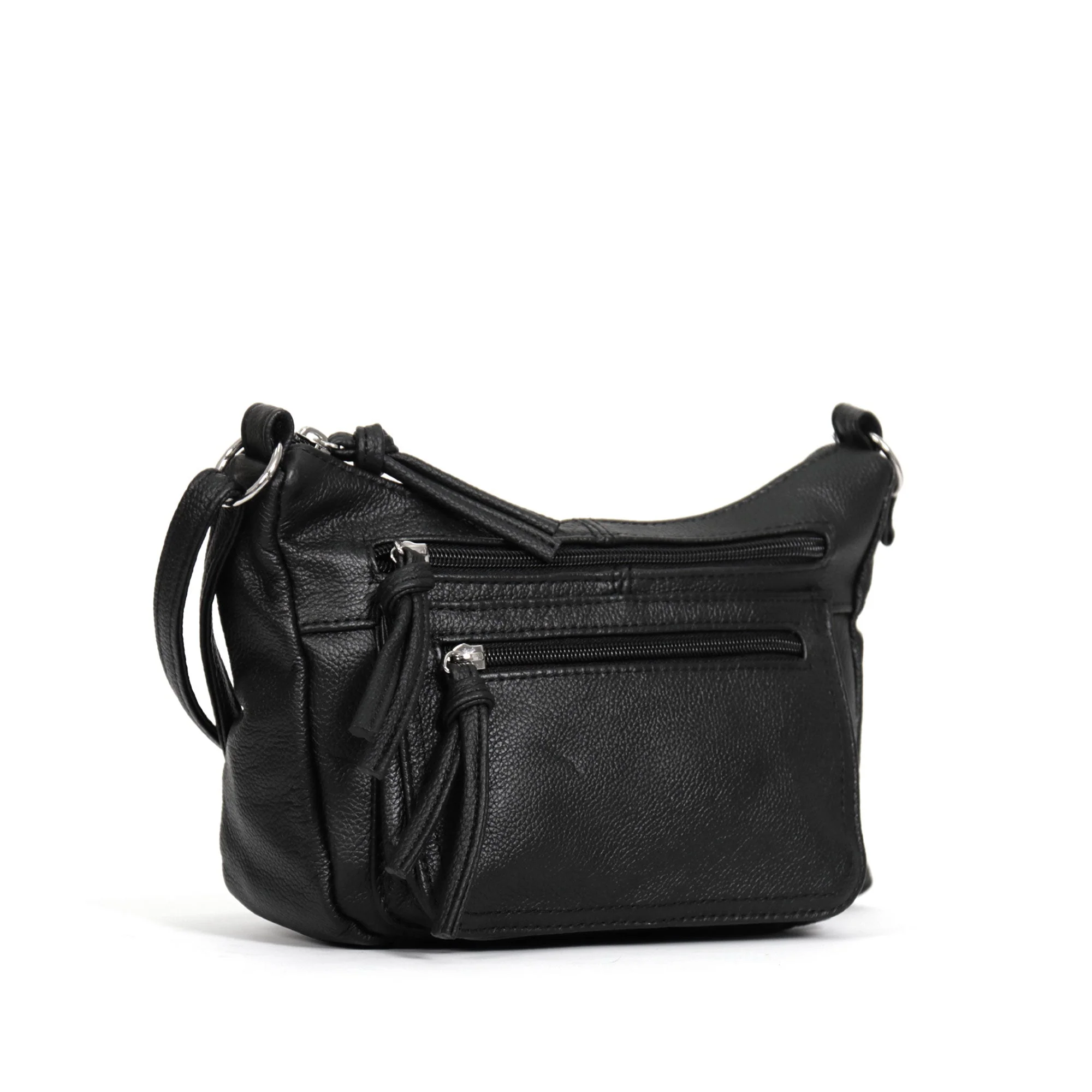 Official Hot Leathers Black Leather Purse with Two Zipper Pockets PUA1060 Genuine