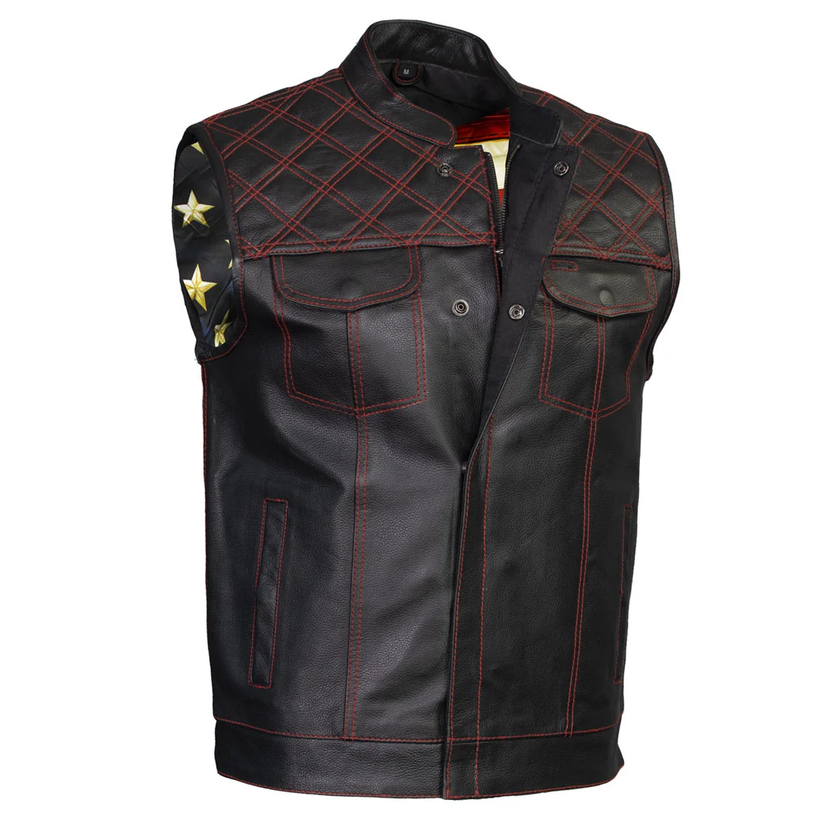 Quality Milwaukee Leather LKM3782 Men’s Classic Black Premium Leather Motorcycle Vest with USA Flag Liner Innovative