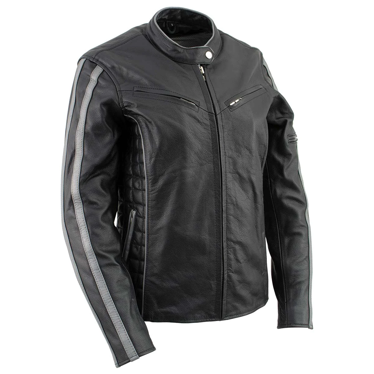 Unique Milwaukee Leather LKL27000 Women s Black with Silver Multi Vented Leather Motorcycle Jacket Fine