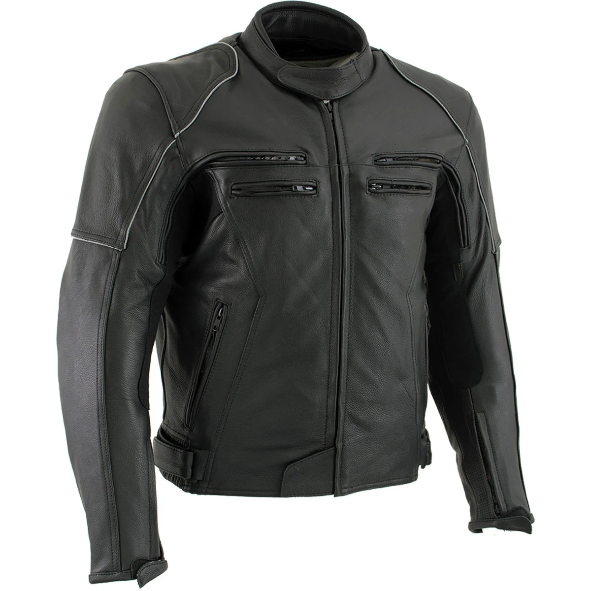 Top-Quality Milwaukee Leather LKM17013 Men’s Premium Black Advanced Leather Motorcycle Jacket w CE Armor Protection First-Class