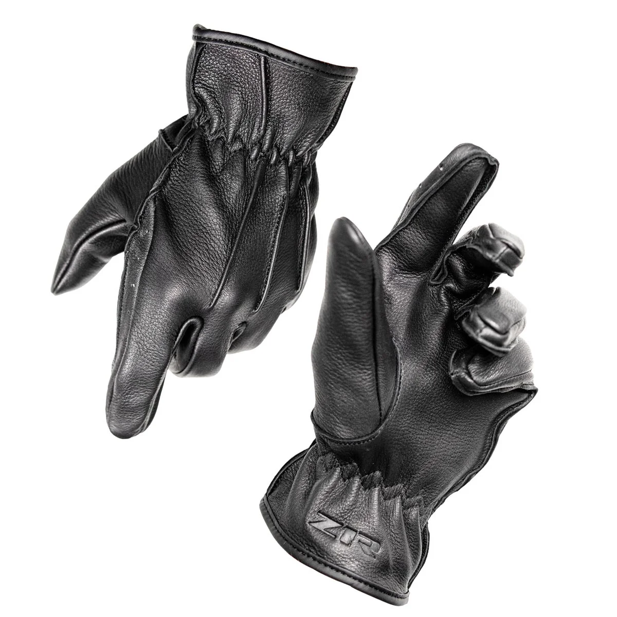 Secure Z1R Men’s Black Premium Deerskin Leather Motorcycle Riders Gloves w Cinch Wrist Closure Stylish
