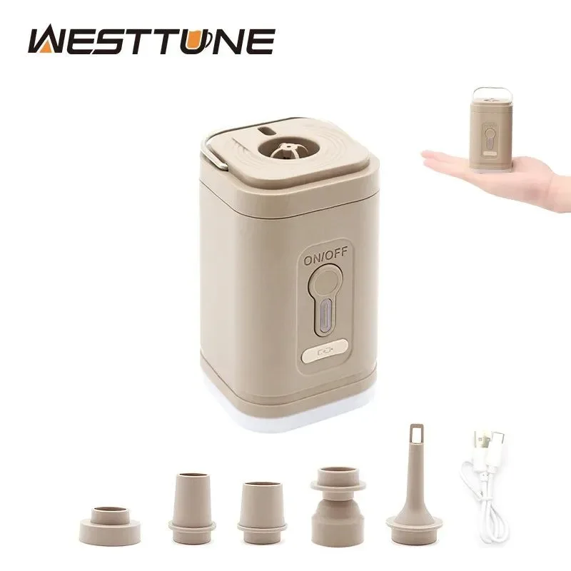 Top-Quality 3 in 1 Mini Electric Inflatable Pump with Lights – Wireless Air Compressor for Hiking Camping Easy-to-Use
